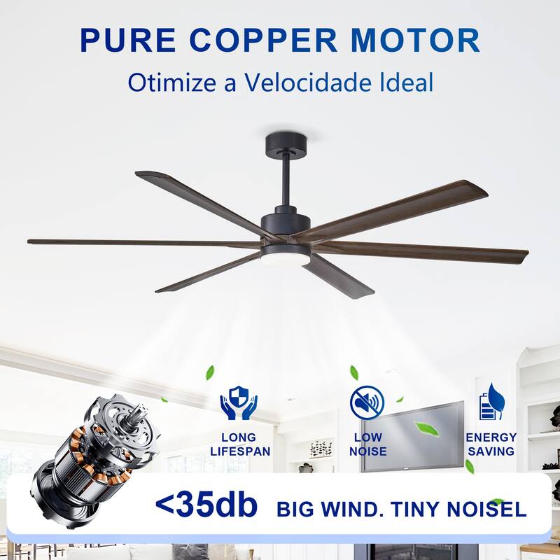 70" Ceiling Fan with Lights Quiet DC Motor Ceiling Fans 6 Speed Levels,Reversible Ceiling Fan, for Patio Living Room, Bedroom