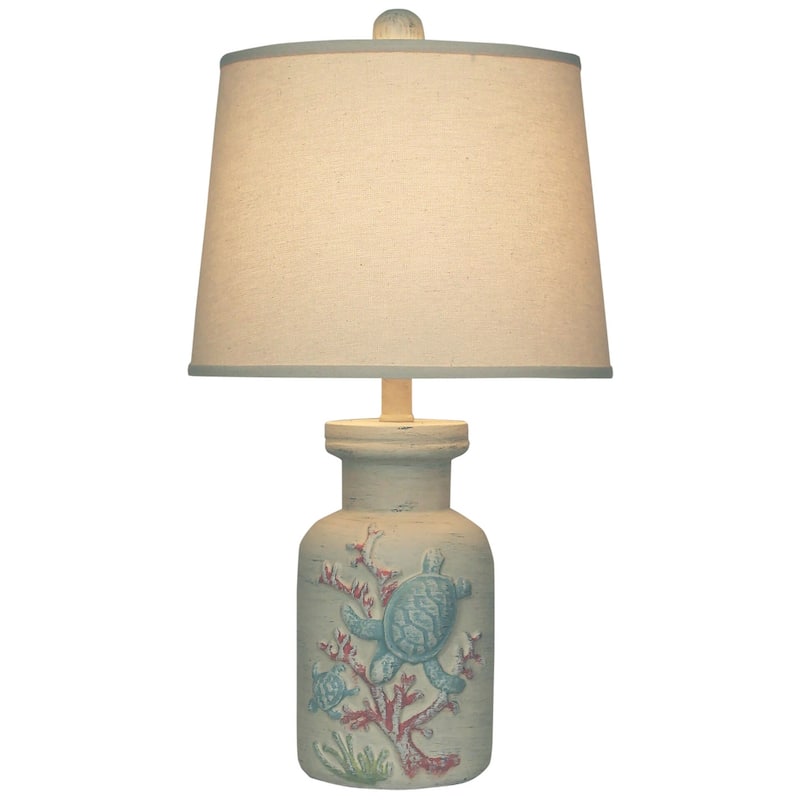 Coastal Turtle Coral Table Lamp - Cottage and Cabana