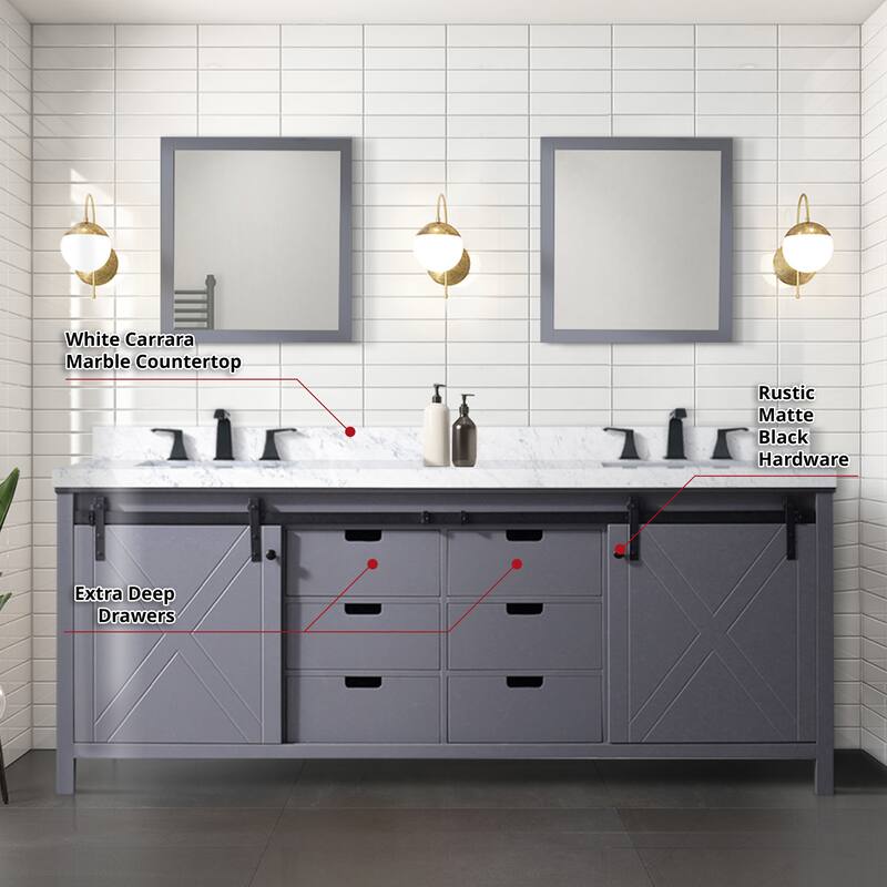 Marsyas 84 in W x 22 in D Brown Double Bath Vanity and White Quartz Countertop