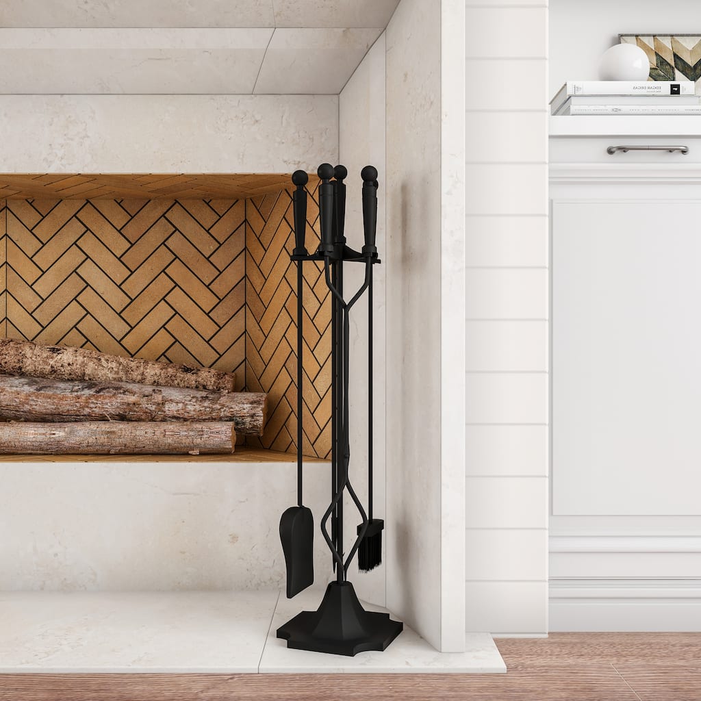 Lavish Home 5-Piece Fireplace Tools Set, Black