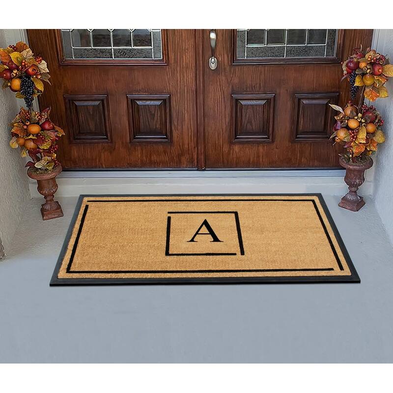 A1HC- Designer Hand-Crafted Rubber Coir Molded Double/Single Door Mat Monogrammed, Perfect and More Functional Size 24x48 Inch