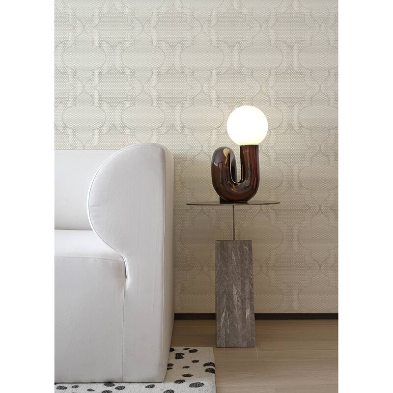 A-Street Prints Ernest Taupe Quilted Quatrefoil Wallpaper