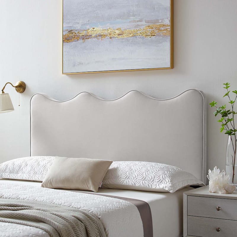 Athena Performance Velvet /Queen Headboard - Light Gray