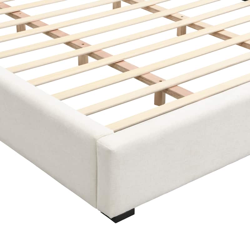 Christopher Knight Home-Zenobia Wide-Edge Polyester Upholstered Bed with Headboard