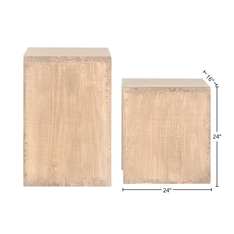 Evie Set of 2 Nesting Side Tables, Medium Brown