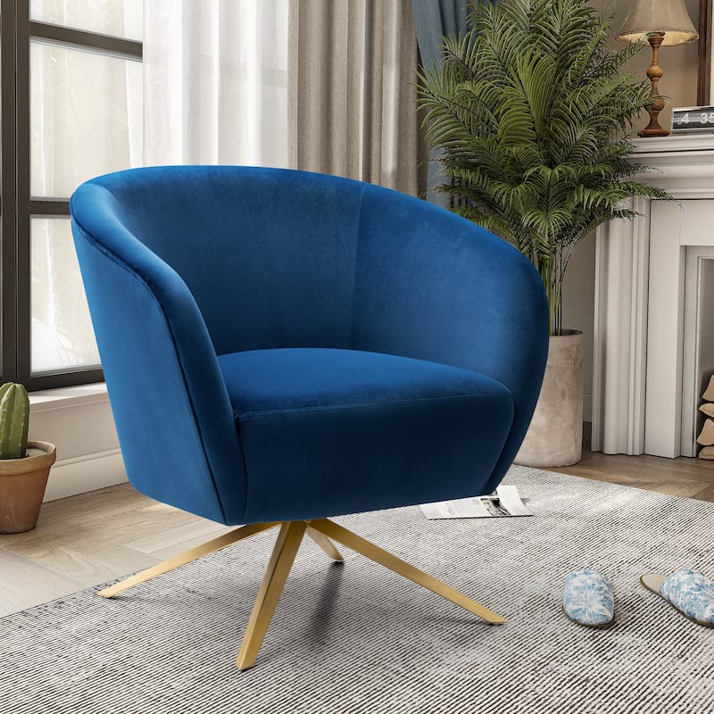 Modern Upholstered 360-degree Swivel Accent Chair Faux Leather Sofa Chair