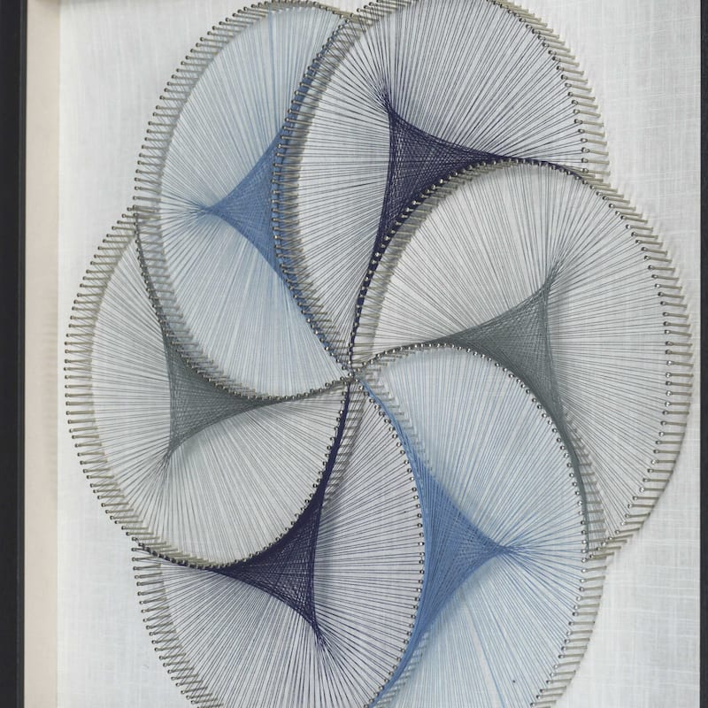 HUJI Abstract Blue String Art Shadow Box Wall Decor