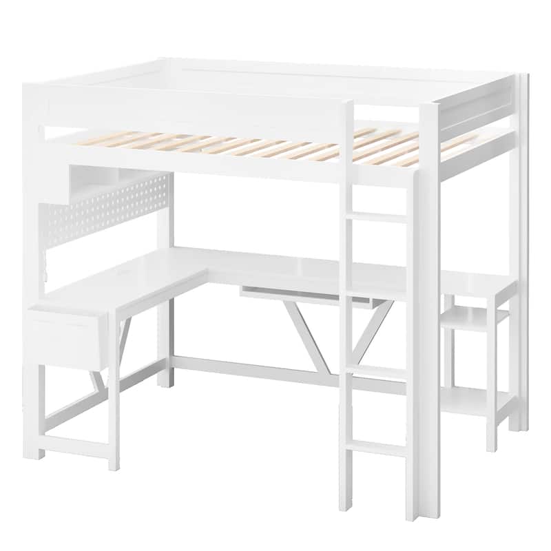 Full Size Gaming Loft Bed with LED Lighting, Built-in Desk, Storage & Charging Ports by Harper&Bright Designs
