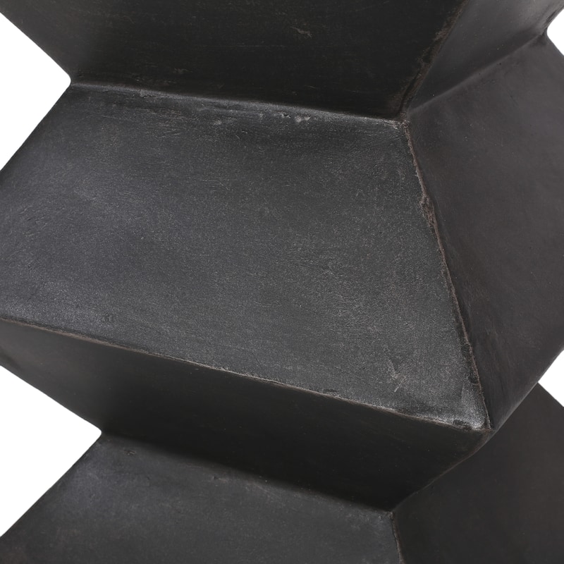Roomfitters Outdoor Lightweight Concrete Side Table, Double-Tier Geometric Accent Patio End Table, Copper