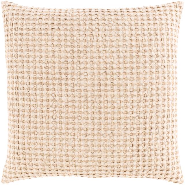 Whitley Faded Waffle Weave Cotton Throw Pillow - 22"x22" Cover Only - Wheat