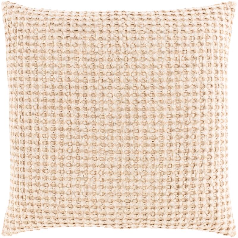 Artistic Weavers Whitley Faded Waffle Weave Cotton Throw Pillow - 20"x20" with Poly Insert - Wheat