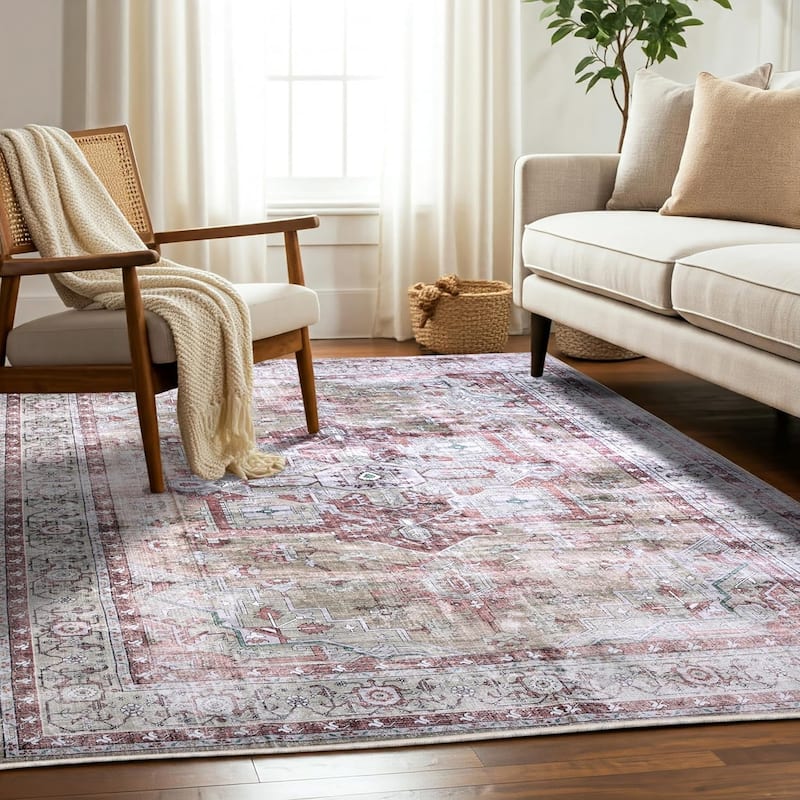 Delara Machine Washable Area Rug, Soft & Durable, Non-Slip Backing, Eco- Friendly GRS certified. - 5' x 7' - Desert Rose - Rectangle