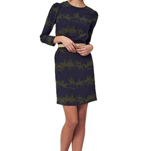 Shop Ariana Rockefeller Hunt Equestrian Print Silk Tunic Dress