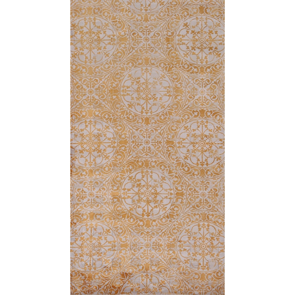 All-Over Abstract Oriental Accent Rug Hand-Knotted Wool Carpet - 2'8" x 5'5"