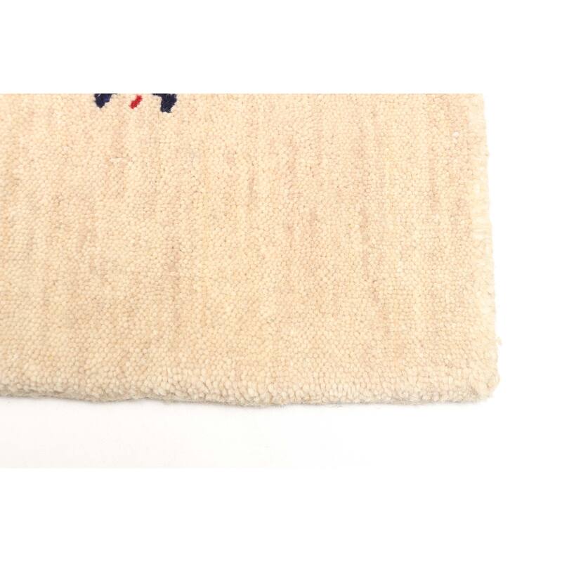 ECARPETGALLERY Hand Loomed Kashkuli Gabbeh Beige Wool Rug - 4'1 x 5'8