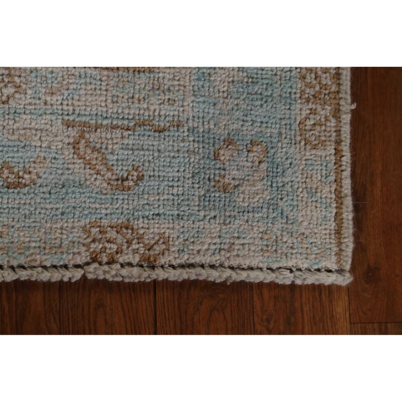 Hand Knotted Oriental 100% Wool Carpet Transitional Geometric Beige & Ivories Oushak Area Rug - 3' 11'' X 3' 0''