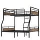 preview thumbnail 21 of 37, Metal Bunk Bed Retro Black Bed Frame with Ladder and Guardrail, Industrial Detachable Bunkbeds Convertible 2 Platform Beds