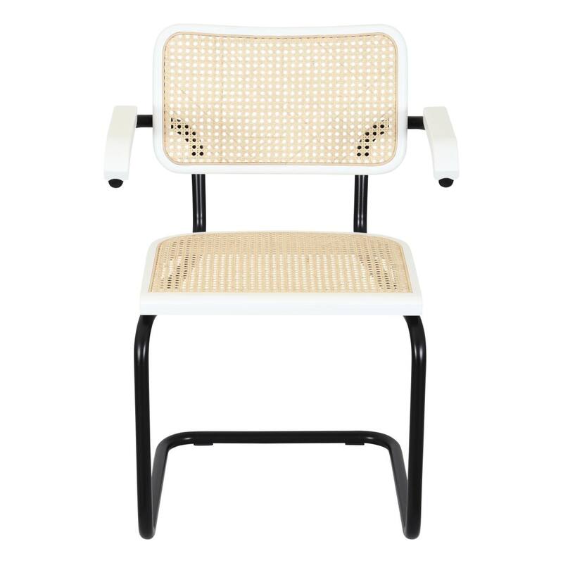 Breuer Chair Company Marcel Breuer Cesca Cane Cantilever Armchair Arm Chair w/ Black Steel Frame (Various Wood & Cane Colors)