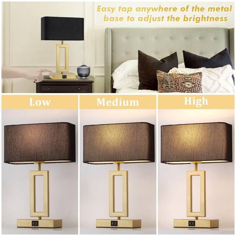 Table Lamps Set of 2 with Dual USB Ports,3-Way Dimmable Touch - 6.5"D x 10.6"W x 17"H