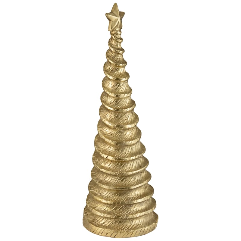 Metallic Swirling Spirals Tabletop Tree with Star Christmas Decoration - 13.5" - Gold