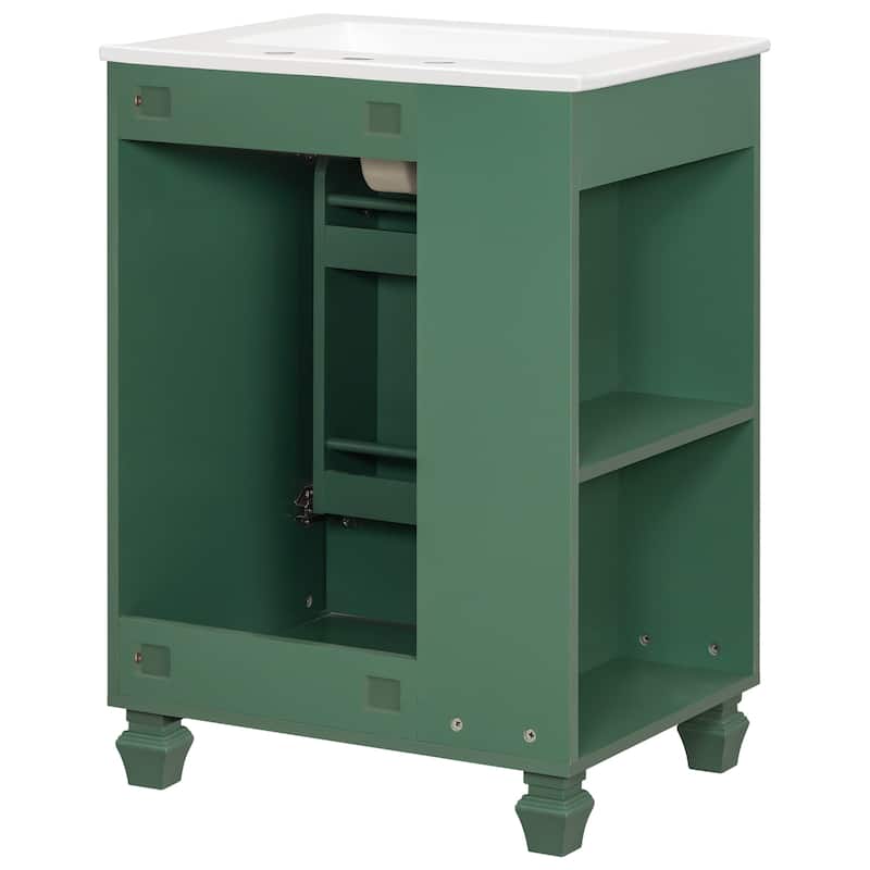 Roomfitters Bathroom Vanity with Sink, Cabinet with Door Shelf and Side Open Storage, Solid Wood Frame, Soft Closing Door