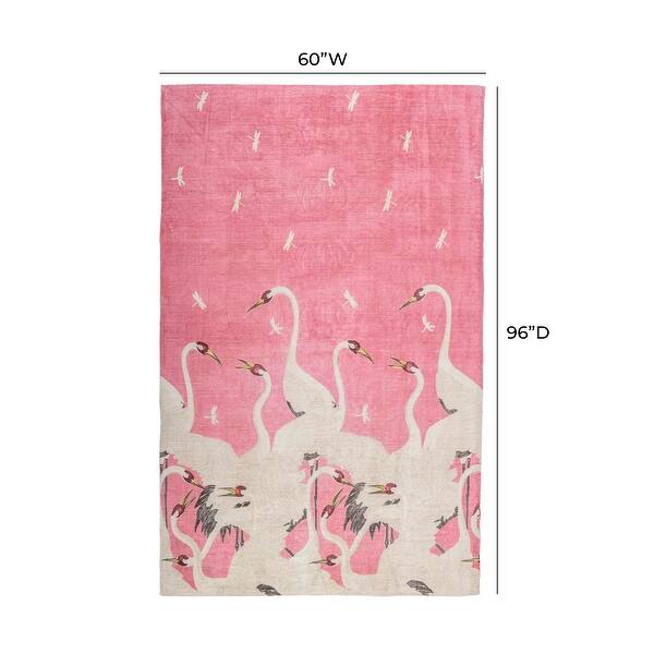 Flamingo Pink 5' x 8' Area Rug - 61"W x 95"D x 0.3"H