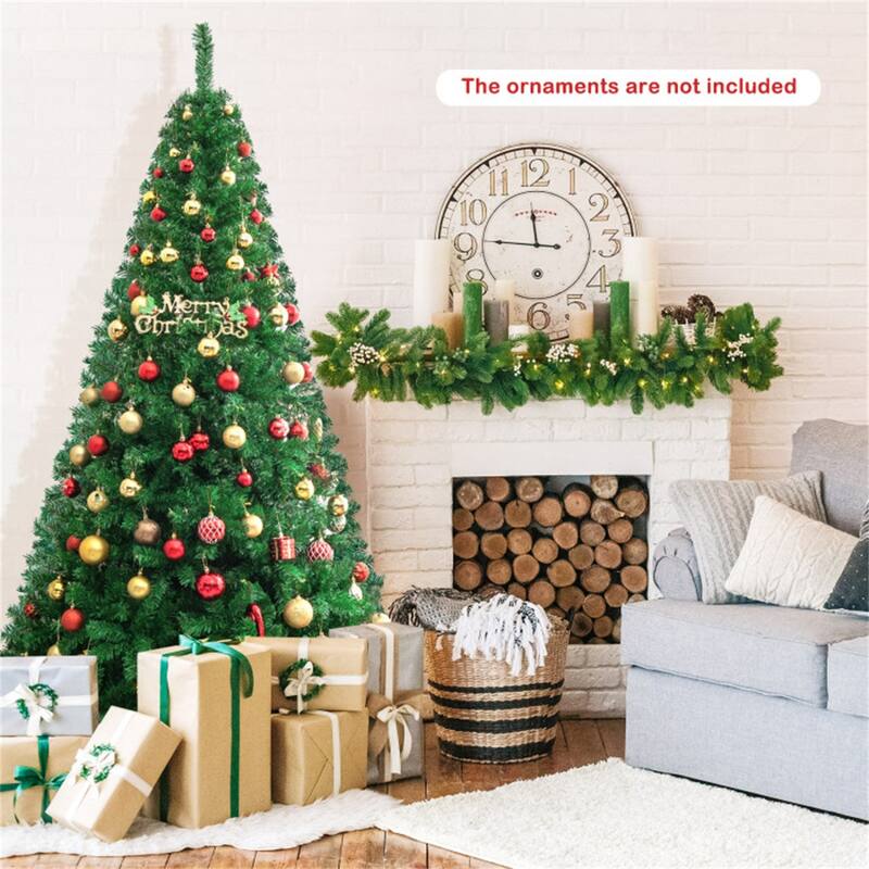 Green Artificial Christmas Tree PVC Metal Stand Indoor Outdoor Full Lifelike Easy Setup Holiday Decor - 7'