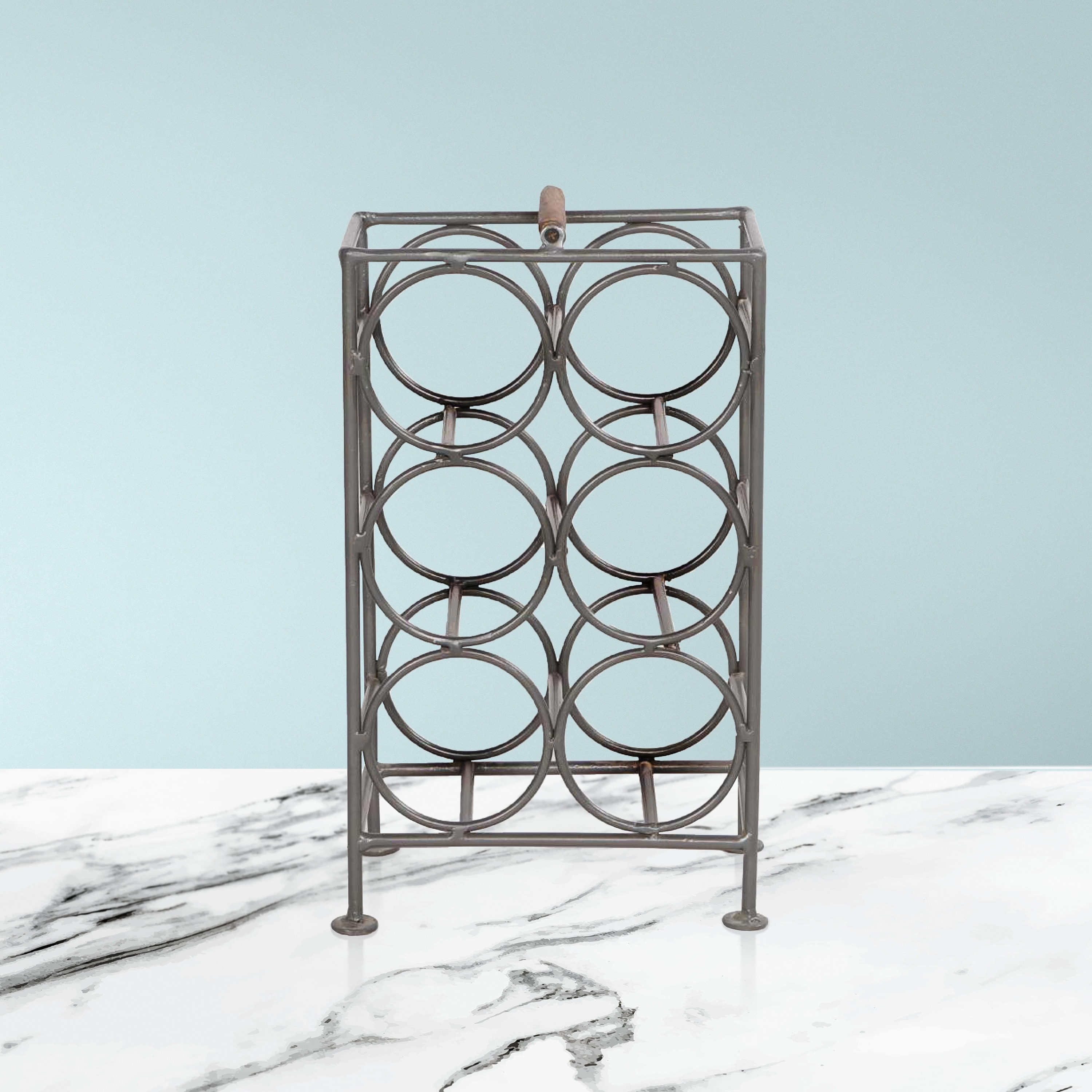 Wrought iron wine sales rack with glass top