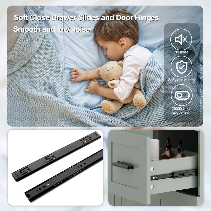 Modern 24/30/36/48" Wave-Line Bathroom Vanity Set with Sink & Faucet