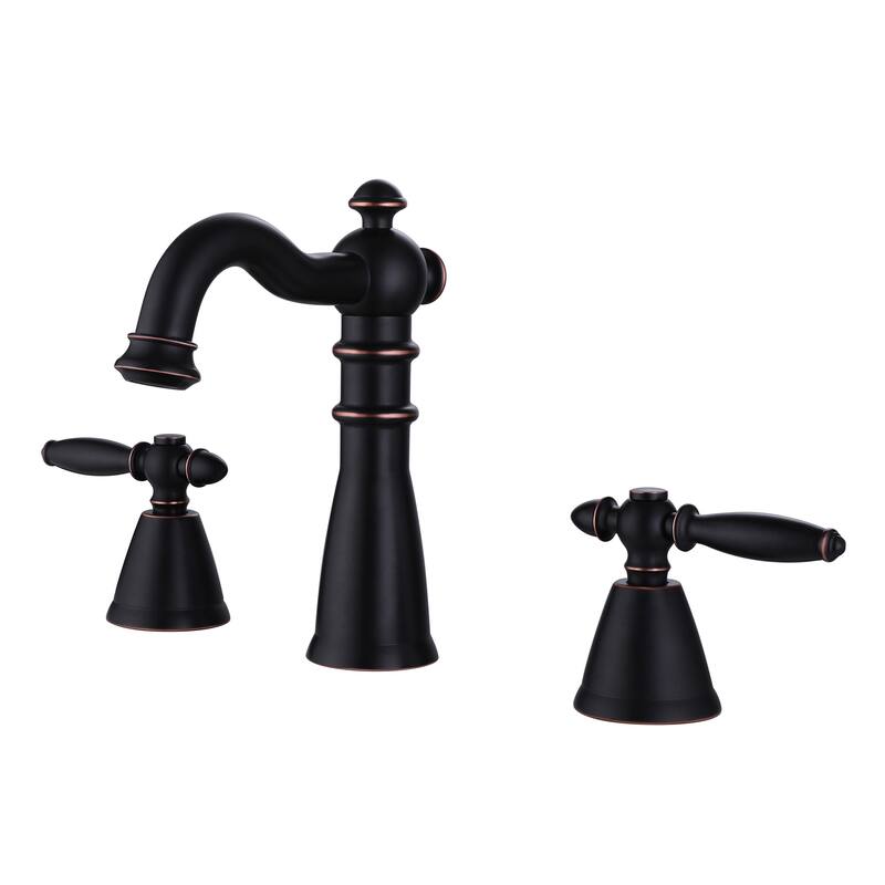 8.2"H Antique Solid Brass Widespread 2-handle Bathroom Sink Faucet - Oil Rubbled Bronze