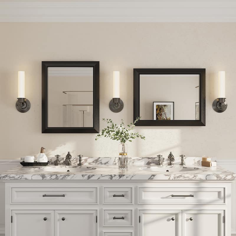 Beveled Metal Rectangle Framed Bathroom Vanity Tempered Glass Mirrors