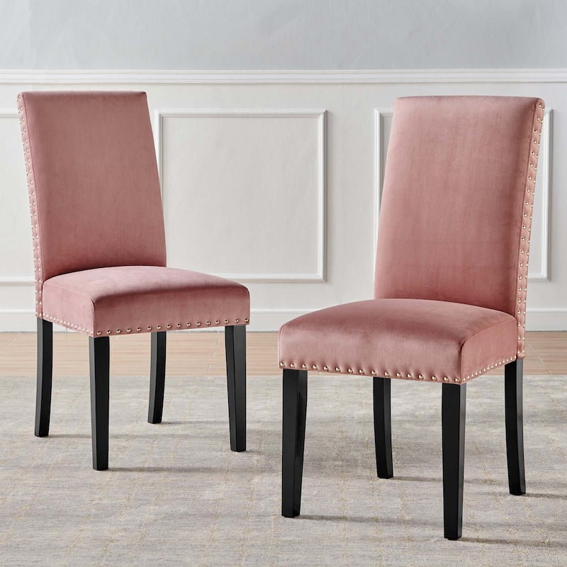 Silver Orchid Lind Velvet Nailhead Trim Dining Side Chairs (Set of 2)