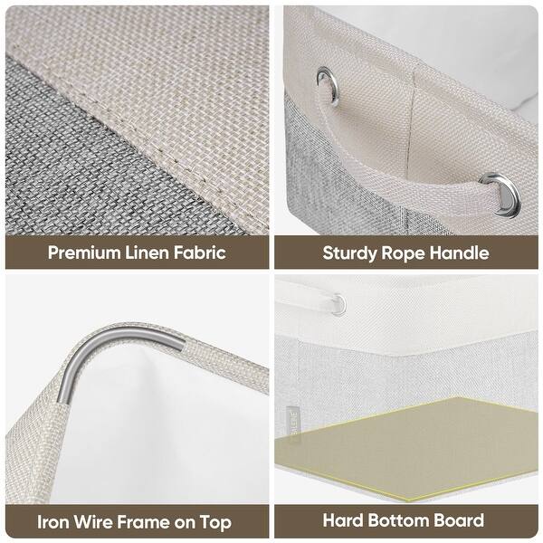 Homsorout Stackable Fabric Storage Bins, 3-Pack, Grey - Drawer-Style Pull-Out Organizers For Closet, Shelf, Bedroom