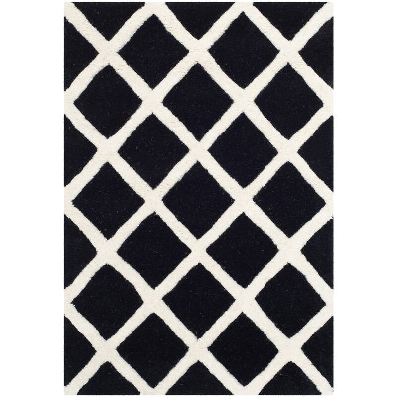 SAFAVIEH Handmade Chatham Retha Modern Moroccan Wool Rug - 2' x 3' - Black/Ivory - Rectangle