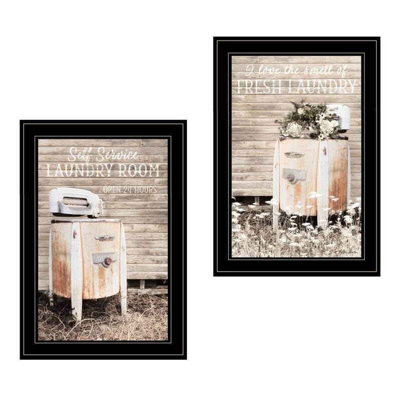 TrendyDecor4U Contemporary "Laundry Room" 2-Piece Vignette by Lori Deiter - Black