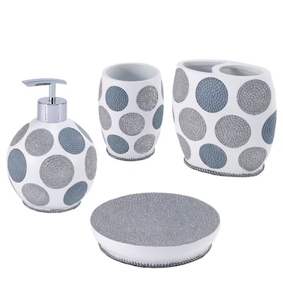 Avanti Dotted Circles 4 Pc Bath Accessory Set - White