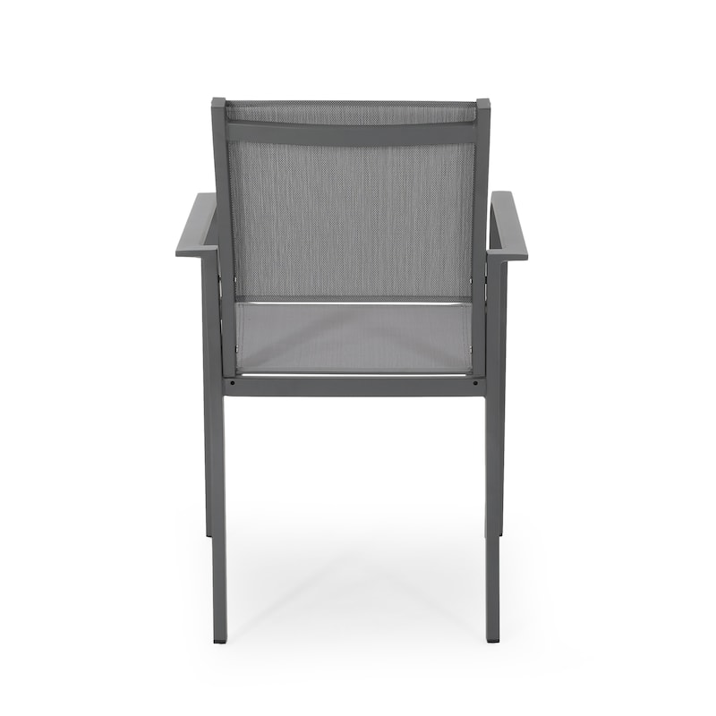 Outdoor Modern Dining Chairs Set of 2, Aluminum Frame Chairs with Breathable Mesh Seat for Patio, Backyard, Garden, Balcony