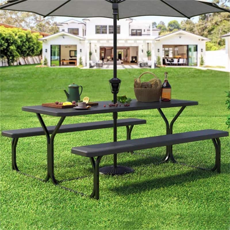 6 - Person 72'' Long Picnic Table - N/A - Black