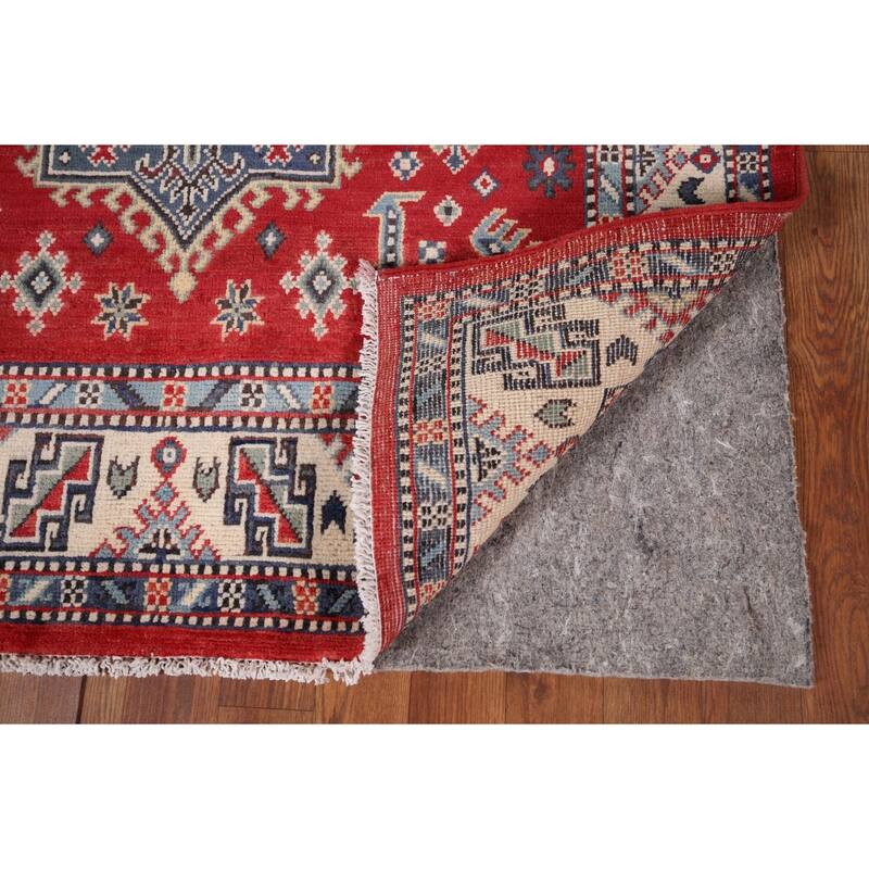 Red Kazak Oriental Foyer Rug Handmade Wool Carpet - 4'0" x 6'3"