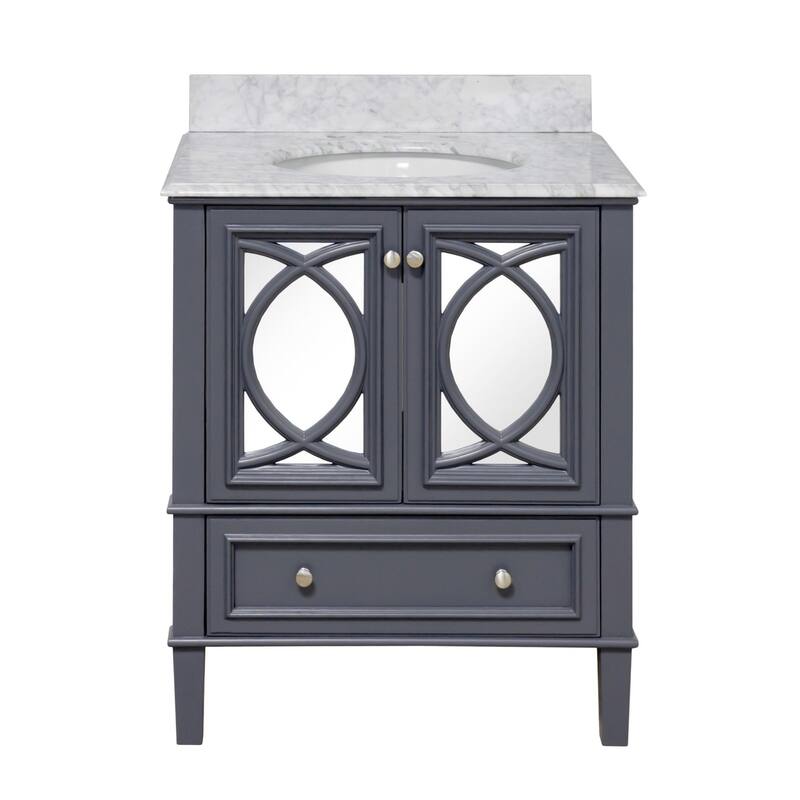 KitchenBathCollection Olivia 30" Bathroom Vanity with Carrara Marble Top