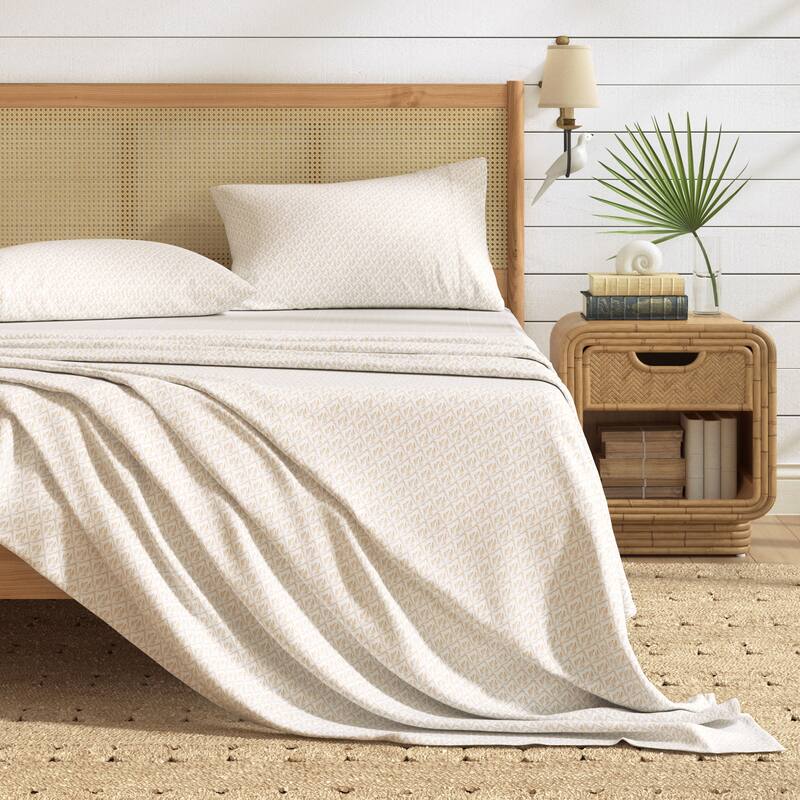 Patina Vie Maison Brushed Microfiber Charming Coastal Sheet Set - Twin - Sea Kelp - Tan