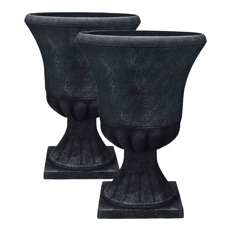 Southern Patio EB-029816 Winston 16 Inch Resin Outdoor Planter, Black (2 Pack) - (L x W x H): 16 x 16 x 21 inches