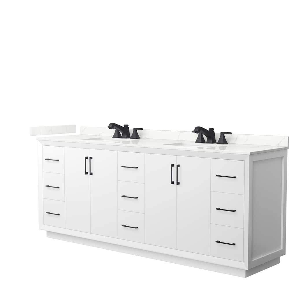 Strada 84-inch Double Vanity, Quartz Top