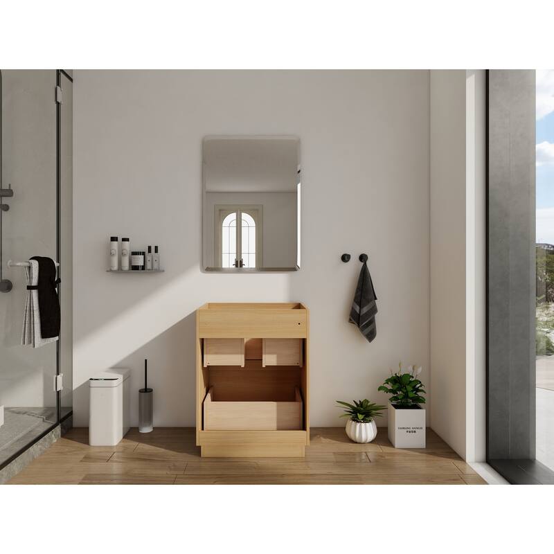 GDFStudio - Geneva Modern Wall-Mounted Bathroom Vanity Set with 2 Soft Close Drawers, Sink NOT INCLUDED