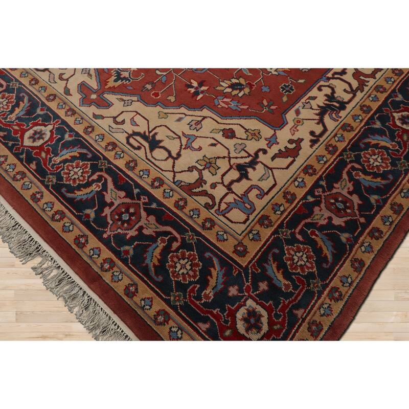 9x12 Hand Knotted Wool Salmon Heriz Plush Pile Pande Cameron Rug - 9' x 12'