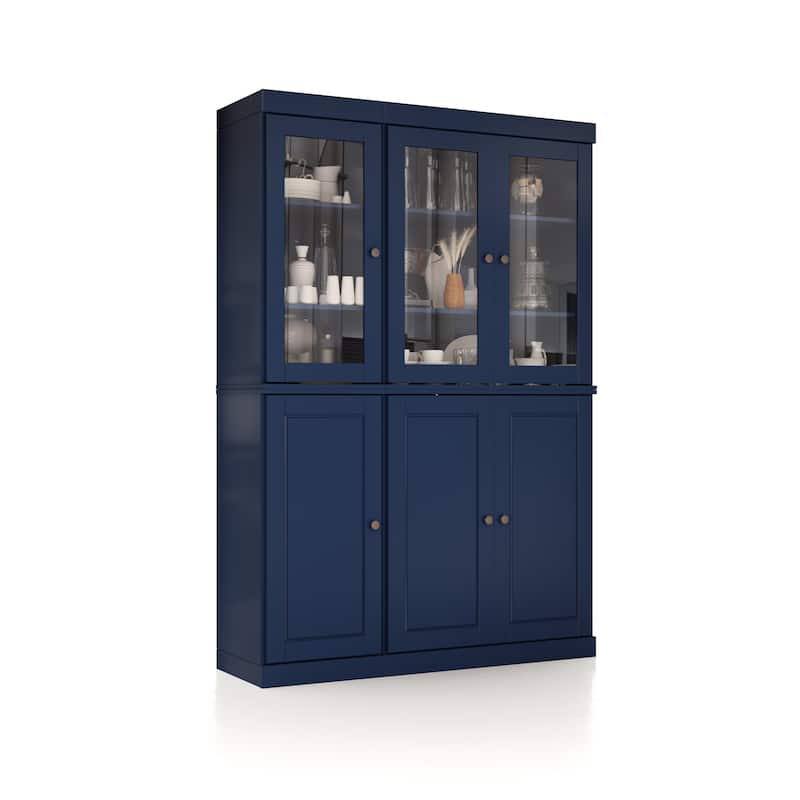 Palace Imports 100% Solid Wood Pantry China Cabinet, Raised Panel & Clear Glass Doors, 2 Drawers, 48.5" Wide, 71.5" Tall