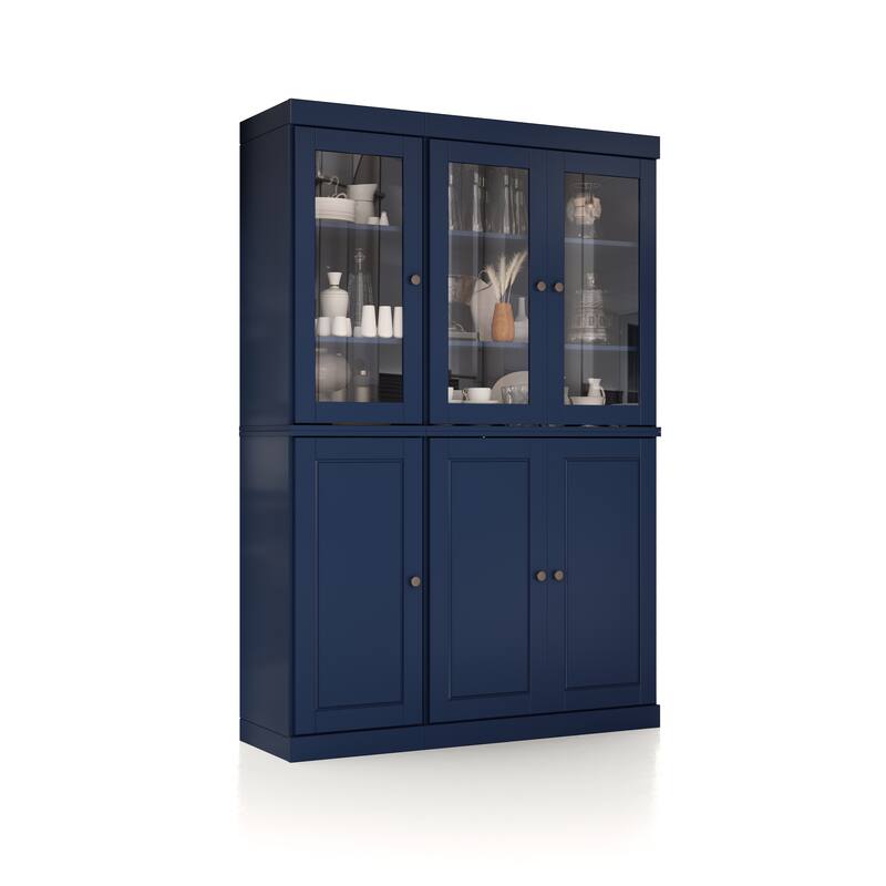 Palace Imports 100% Solid Wood Pantry China Cabinet, Raised Panel & Clear Glass Doors, 48.5" Wide, 71.5" Tall - 48.5" x 71.5"