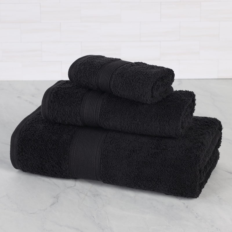 Superior Oregon Organic Cotton Solid 3-Piece Towel Set - Black