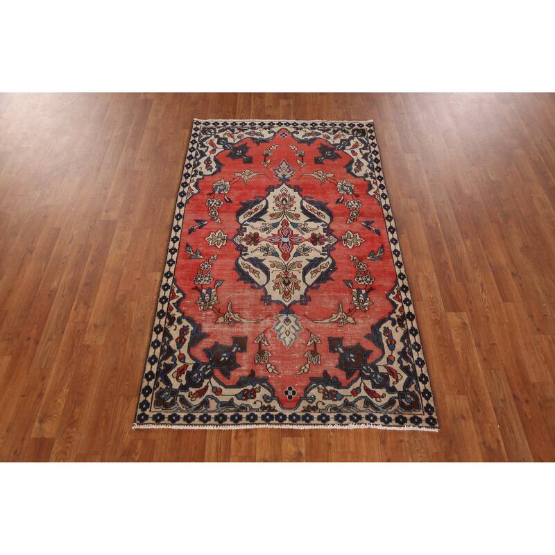 Hand Knotted Oriental 100% Wool Carpet Traditional Floral Red Bakhtiari Area Rug - 5' 8'' X 3' 4''