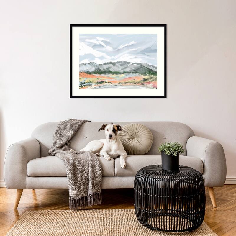 Whispering Peaks by Jenna Alheit Wood Framed Wall Art Print - Svelte Noir Black